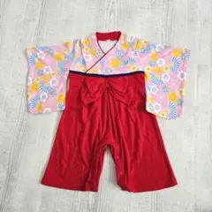 袴ロンパース 80cm 花柄
