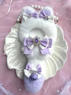 ❤︎ たちぬい服　猫耳　12cm パープル　スズ付き❤︎