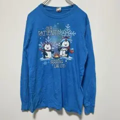 ギルダン 長袖Tシャツ クルーネック ペンギン柄 S 青 綿100 カジュアルのサムネイル