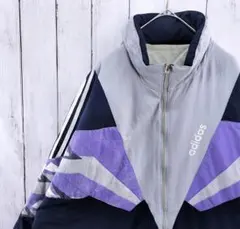 古着 adidas アディダス ナイロンジャケット マルチカラー 国旗タグ L