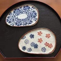 小皿　楕円　和風菓子皿　２枚セット