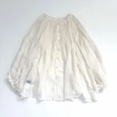 美品 マルティニーク ジョーゼットプリーツブラウス ボリューム 