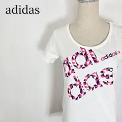 adidas NEO 幾何学ビッグロゴTシャツ プリント クルーネック 白 L