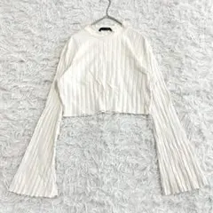 SHEIN シーイン 薄手ショート丈ニット L ホワイト フレア袖 春秋