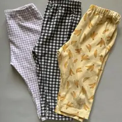 スパッツ 七分丈 3点セット（パープル・ブラック・バナナ柄） ユニクロ 西松屋