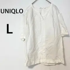 UNIQLOユニクロ リネンブレンドスキッパーシャツ 【L】シンプル 着回し