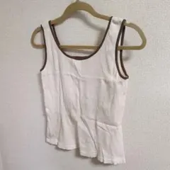 アイボリー リブ編み タンクトップ M