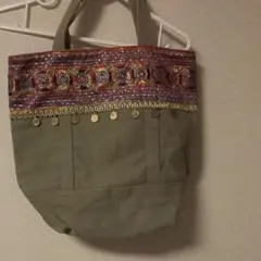 カーキ トートバッグ