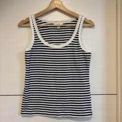 【H&M】美品 ストライプタンクトップ ネイビーとホワイトL