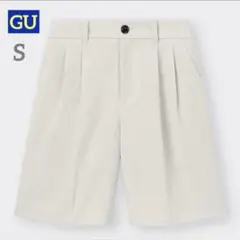 GU タックハーフパンツ ナチュラル Sサイズ
