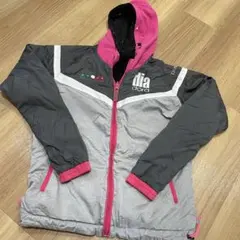 DIADORA フード付 ジャージ M グレー ピンク ジャケット テニス
