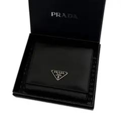 極美品⭐️ PRADA プラダ 三つ折り財布 サフィアーノ ブラック 三角ロゴ