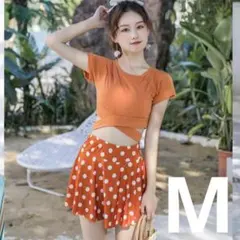 水着 レディース 韓国 水玉 セパレート ショートパンツ 体型カバー 2点セット