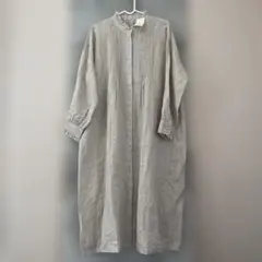 新品。ELLIFE 麻100%ロングシャツワンピース