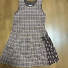 KP ニットプランナー　ジャンバースカート ドット柄　ブラウン