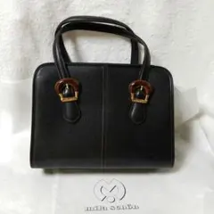 mila schon　ミラ・ショーン　本革レザー ハンドバッグ　ダークブラウン