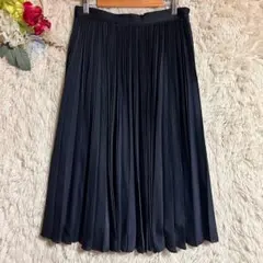 美品【ポールスチュアート】(M) プリーツスカート 無地 ネイビー 通勤のサムネイル