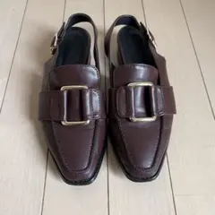 MOUSSY スクエアトゥ ローファーサンダル Sサイズ ボルドー ローヒールのサムネイル