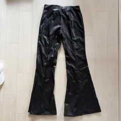 レザーフレアパンツ 黒