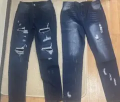 ダメージ加工ダークブルーデニムパンツ 16Y2点セット