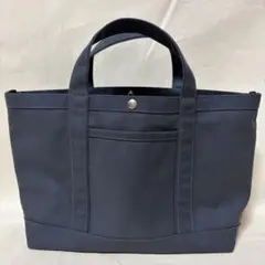 ダークグレー トートバッグ 中型 前面ポケット付き　ハンドメイド