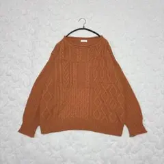 ［LOWRYS FARM］ ケーブルニット（F）長袖 切り替えデザイン