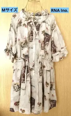 【RNA Ino.】　ワンピース　チュニック　総柄　七分袖　フリル　Mサイズ
