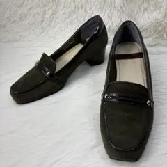 リーガル スエード ベルト スクエアトゥ パンプス ダークグリーン 22.5cm