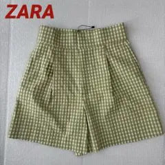 ZARA ザラ ギンガムチェック ピスタチオグリーン ショートパンツ XSサイズ