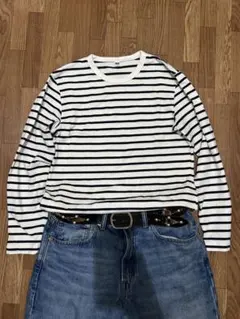 00s old uniqlo archive y2k ボーダー ロンT シティ系