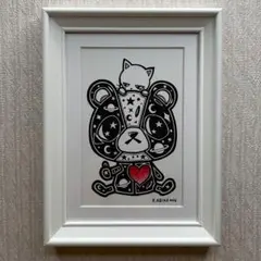 ぬくもり』｜動物画 原画 絵 手描き 癒し 猫 くまさん ハート 一点物