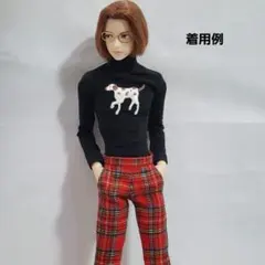 六分の一男子図鑑　ナインサイズ 赤タータンチェックのパンツ ハンドメイド