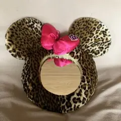 ミニーマウス　ミラー　鏡　壁掛　豹柄