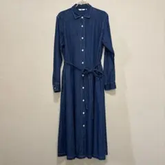デニムシャツワンピース 長袖 ベルト付き