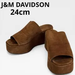 J&M DAVIDSON 厚底ミュール 24 ブラウン サンダル スエード