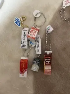 カプセルトイ　牛乳 パッケージ ミニチュア キーホルダー 5点セット