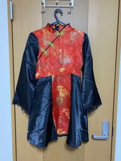 チャイナドレス 赤黒 150