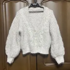 【NICE CLAUP】長袖 カーディガン アイボリー