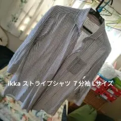 ikka ストライプシャツ ７分袖 Lサイズのサムネイル