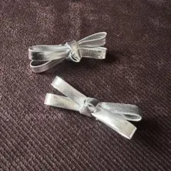 シルバーリボン ヘアピン 2個セット