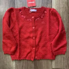新品MINI HOUSE 赤 カーディガン 90