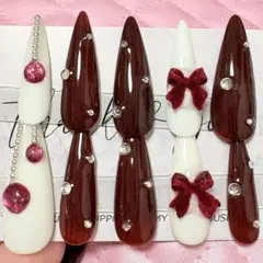 【ハンドメイド】ネイルチップ 冬ネイル クリスマスネイル