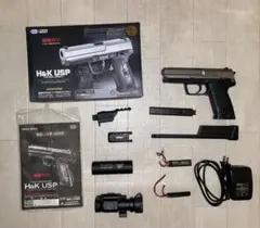 電動ハンドガン HK45 バッテリー 充電器付き マズルアダプター付き