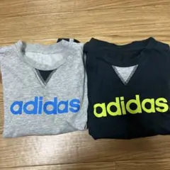 adidas 長袖Tシャツ 100cm~110cm グレー ブラック