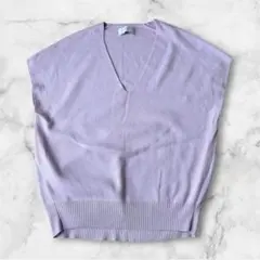 SLOBE IENA Vネック ノースリーブ　コットンニット　ラベンダー
