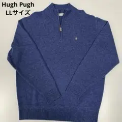 Hugh Pugh 青 ジップアップセーターハッシュパピーニット LLサイズ