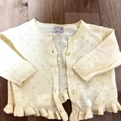 petit main フリル付きカーディガン 80