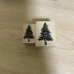 モミの木ワンポイントスタンプ クリスマス 大小2つセット