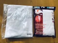 長袖Vネックシャツ ホワイト Lサイズ2枚組 ×2 計4枚セット