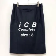 ICB タイトスカート 11号 ブラック ストライプ フォーマル ウール混のサムネイル